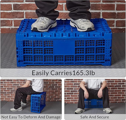 Collapsible Storage Crates, 52 Liter Heavy Duty Foldable Plastic Crates - Image 5