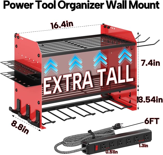 3 Layer Heavy Duty Power Tool Organizer Wall Mount - Image 4