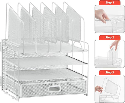 Marbrasse Desk Organizers, 4-Tier Mesh Desk File Organizer - Image 7