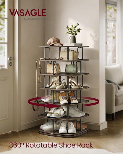 VASAGLE 7-Tier Shoe Rack, Rotating Shoe Rack Tower, Shoe Closet Organizer - Image 3