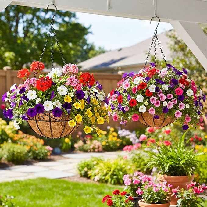 4 Pack Hanging Planters 12 Inch Metal Hanging Planter Basket Flower Pots - Image 4