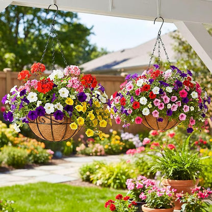 4 Pack Hanging Planters 12 Inch Metal Hanging Planter Basket Flower Pots - Image 4