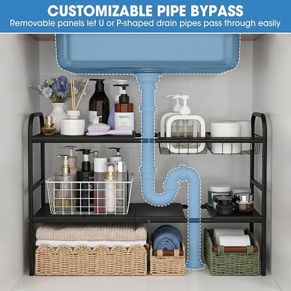 Expandable 2 Tier Under Sink Organizer, 28.74-34.5 Inch Width | - Image 4