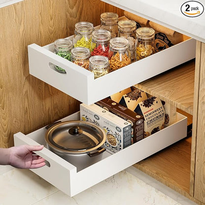 HBL' 2 Pack | 21" Deep Pull Out Cabinet Organizer Adhesive, 12-Inch Wide Sturdy by HBL