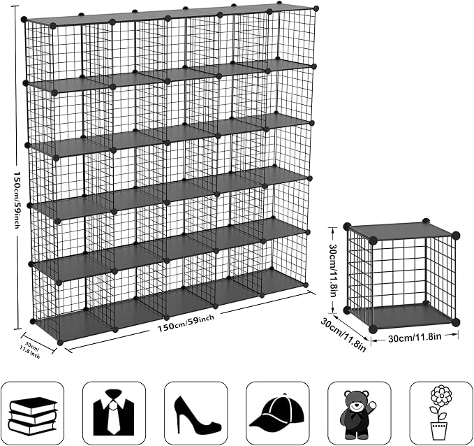 TUMUCUTE Wire Cube Storage Organizer, 25-Cube Metal Storage Shelves Bookshelf - Image 3
