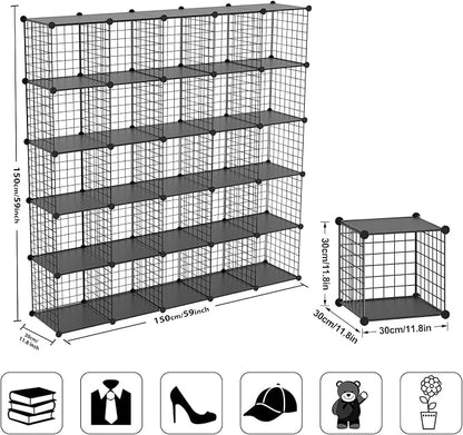 TUMUCUTE Wire Cube Storage Organizer, 25-Cube Metal Storage Shelves Bookshelf - Image 3