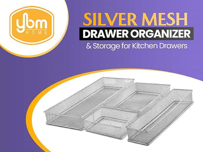 YBM HOME Silver Mesh Drawer Cabinet and or Shelf Organizer Bins, School Supply - Image 2