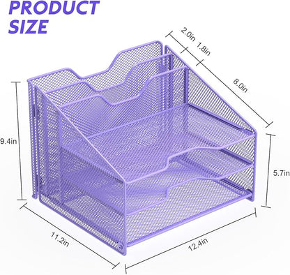 Samstar Purple Desk File Organizer, Mesh Letter File Folder Holder - Image 2