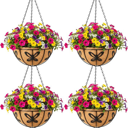 4pcs 14 inch Metal Hanging Baskets Round Wire Plant Stand by SMYAXUNW