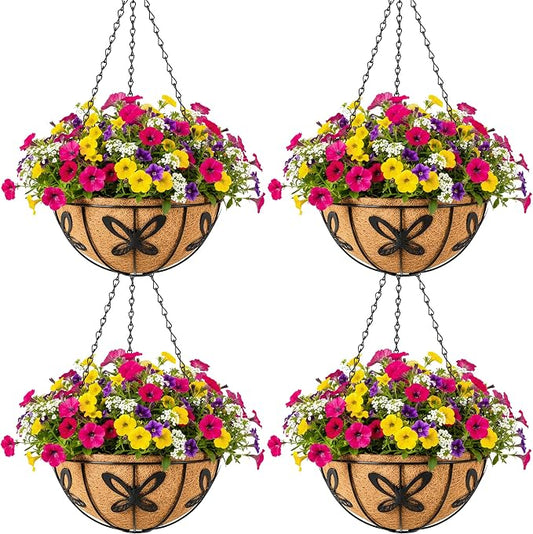 4pcs 14 inch Metal Hanging Baskets Round Wire Plant Stand by SMYAXUNW