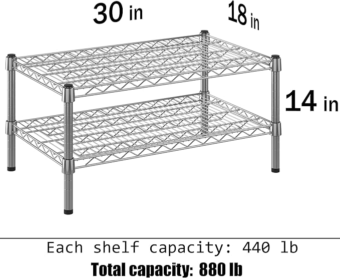 18" Deep x 30" Wide x 14" Height Wire Shelving Kit | 2-Tier | NSF Commercial - Image 3