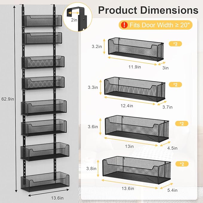 VyGrow Over the Door Organizer, 8-Tier Pantry Organizer - Image 3