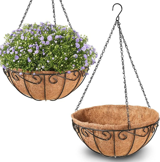 2 Pack 12 Inch Metal Hanging Baskets by Legigo