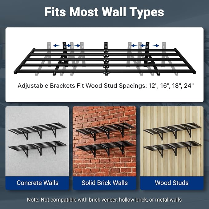 FLEXIMOUNTS 4-Pack 2x6ft Heavy Duty Garage Wall Shelving, 800lbs Capacity - Image 8