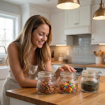 17oz Airtight Glass Jars with Lids, Small Food Storage Container Set of 6 - Image 2