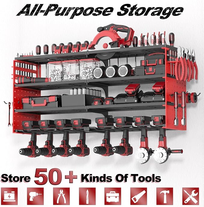 Power Tool Organizer Wall Mount, Cordless Drill Hanger Storage Rack 8 Drill - Image 5