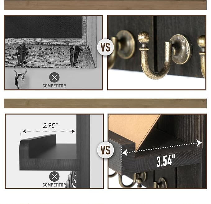 Rebee Vision Pine Wood Key Holder Wall Mount - Image 6