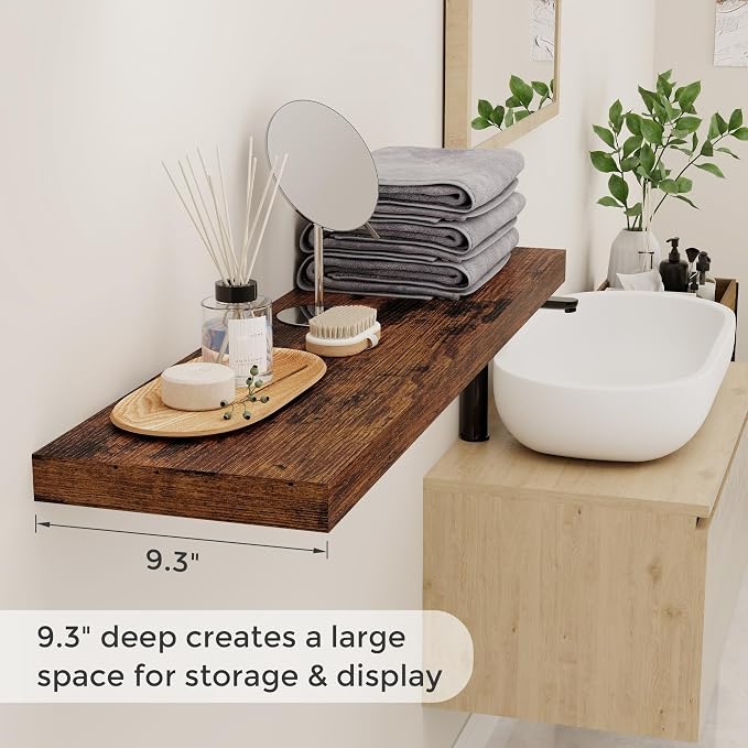 Fun Memories 40 Inch Floating Shelvese, Farmhouse Wood Wall Shelves - Image 4