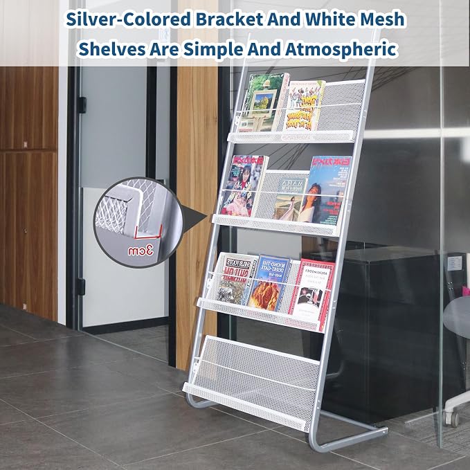 Floor Standing Magazine Rack, 4 Tier Document Display Rack, Suitable - Image 5