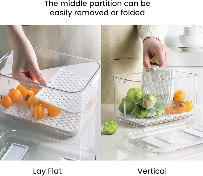 vacane Produce Saver with Folding Lids, 2 Piece Fruit Vegetable Storage - Image 3