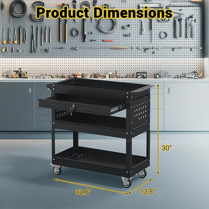 3 Tier Rolling Tool Cart on Wheels, 550 LBS Tool Cart - Image 3