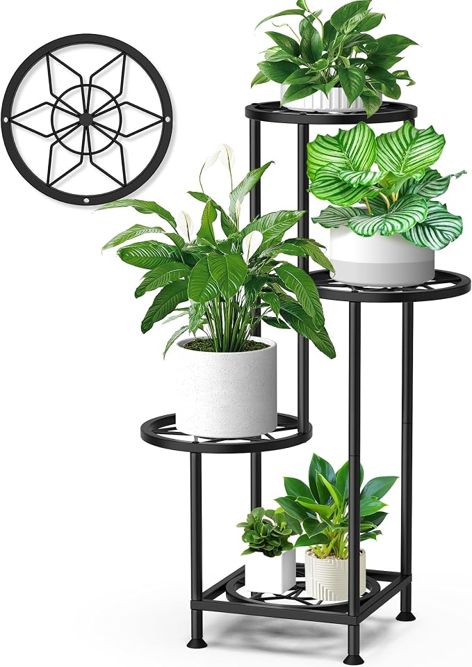 4 Tier Plant Stand Indoor Outdoor, Metal Flower Shelf Display Holder by YOCOMEY