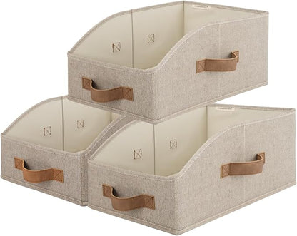 StorageWorks Closet Baskets for Organizing, Trapezoid Storage Bins, Linen by StorageWorks