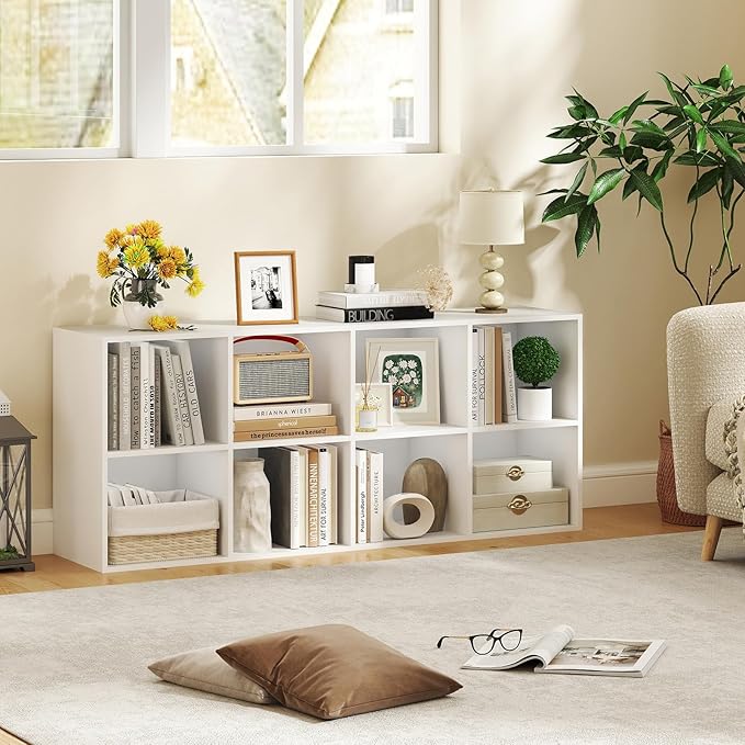 Giantex 8-Cube Bookcase, 3-Tier Cubby Bookshelf, Horizontal Vertical Display - Image 2