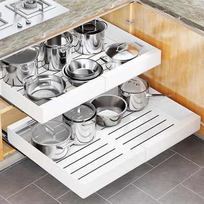 Pull out Cabinet Organizer, Wider Expandable Heavy Duty Slide out Drawers Fixed by Kitstorack