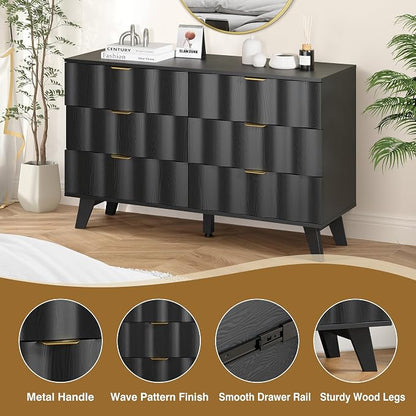 6 Drawer Dresser, Modern Fluted Storage Dresser - Image 6