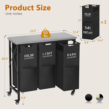 Gewudraw 3 Section Laundry Sorter - Image 2