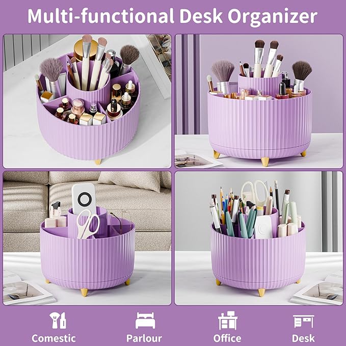 360° Rotate Makeup Brush Holder Organizer, Makeup Organizers Countertop - Image 3