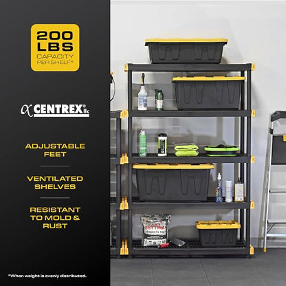 CX Black & Yellow, 5-Tier Heavy Duty Plastic Storage Shelving Unit, 200lbs/shelf - Image 5