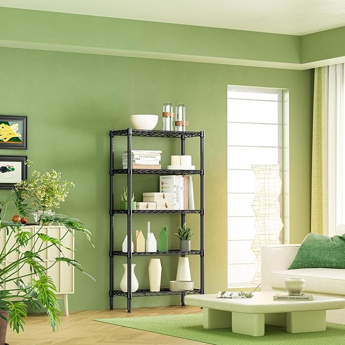 IZEUK 5-Tier Black Metal Storage Shelves, Heavy Duty Wire Shelving Unit - Image 7