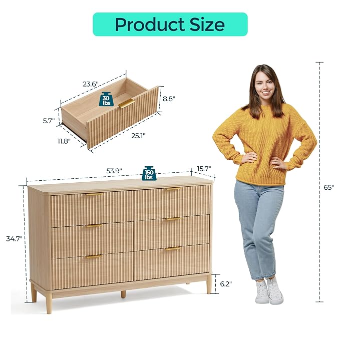 LINSY Fluted Dresser for Bedroom - Image 3