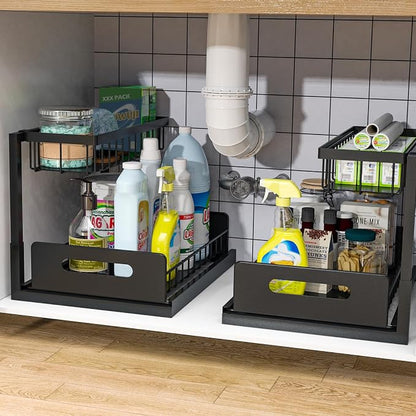 bukfen Under Sink Organizer, Pull Out Cabinet Organizer 2-Tier Slide Out by bukfen