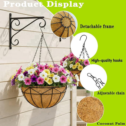 4 Pack 14 Inch Black Wire Hanging Planter - Image 4