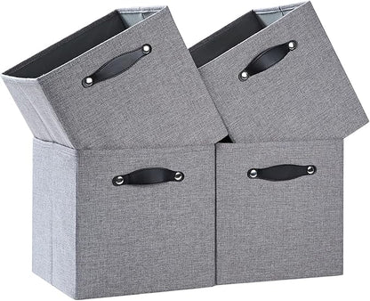 Foldable Fabric Storage Bins Cubes, Dim Gray, 4 Pack by FABINADO