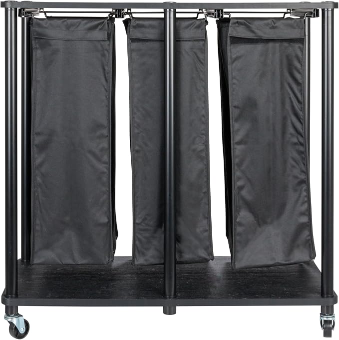 Household Essentials 3-Bag Laundry Sorter, Smooth Laminate Shelving, Sturdy - Image 7
