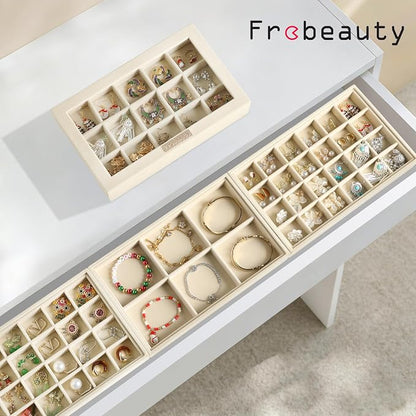 Frebeauty Stackable Jewelry Trays, Removable Glass Lid, Drawer Inserts - Image 2