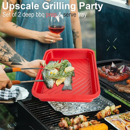 Deep Grilling and Prep Serving Tray, BBQ Trays - Image 2