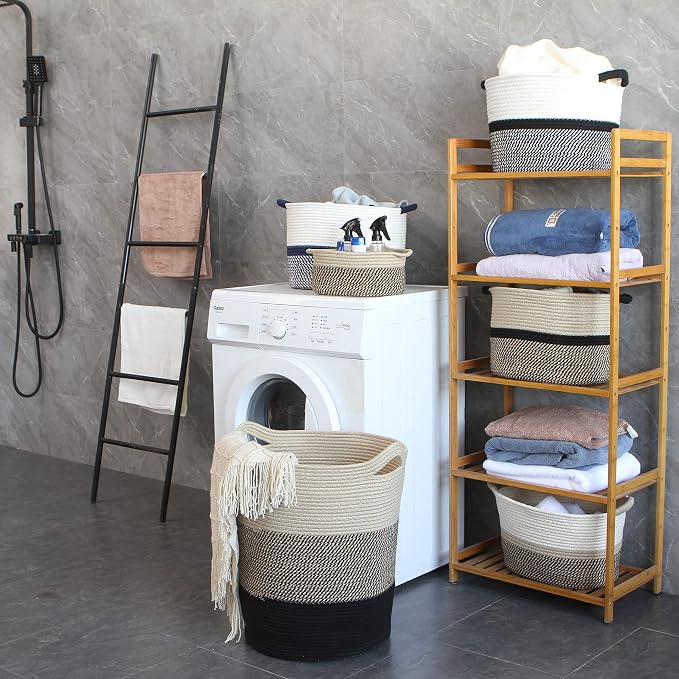 Sea Team Large Size Cotton Rope Woven Storage Basket - Image 2