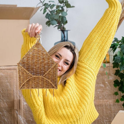 Gerrii Wicker Key Holder for Wall Rattan Mail Shape Holder - Image 6