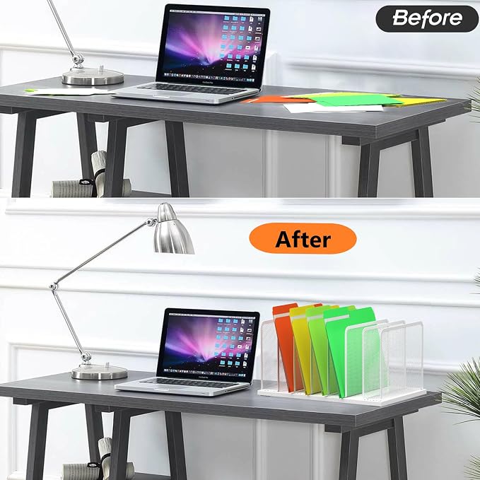 Kuntine.B Desk File Organizer Upright Mesh Desktop Organizer File Sorter Office - Image 3