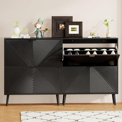 oakvivo Shoe Cabinet Storage, Farmhouse Freestanding Organizer - Image 3