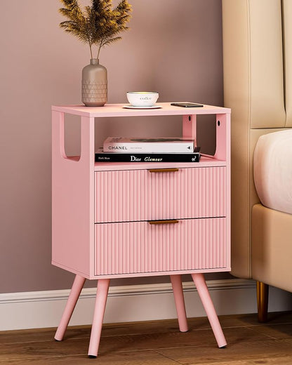 Pink Nightstand, Modern Bedside Table by Leomonio