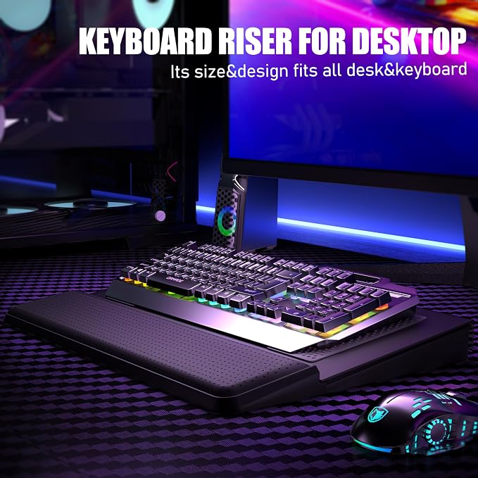 Computer Keyboard Stand with Wrist Rest & Storage Tray - Image 4