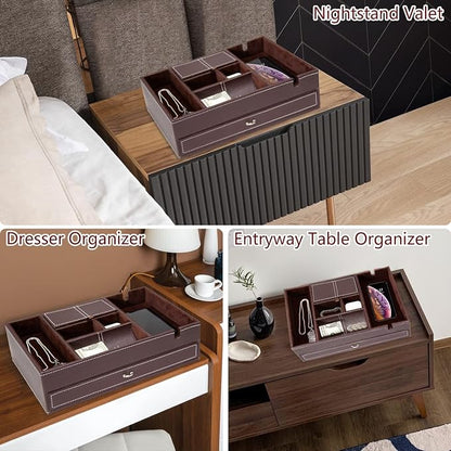 Baoyun Valet Tray for Men, 2 Layers Nightstand Organizers for Men and Women - Image 7