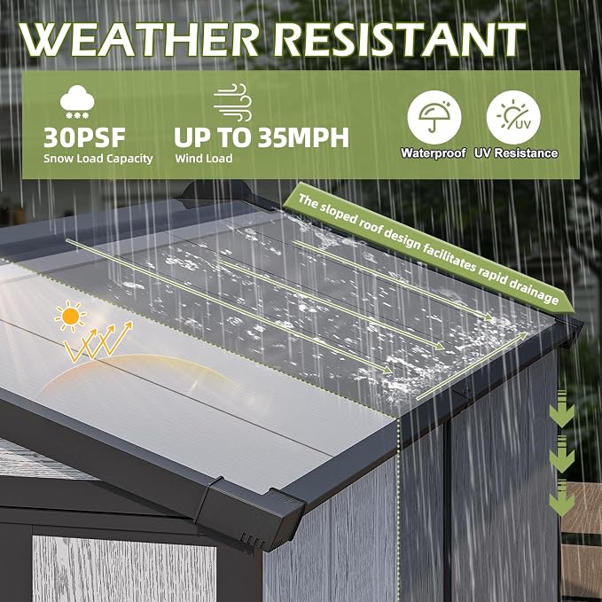 4 x 6 FT Plastic Outdoor Storage Shed, All-Weather Resin Tool Shed - Image 5