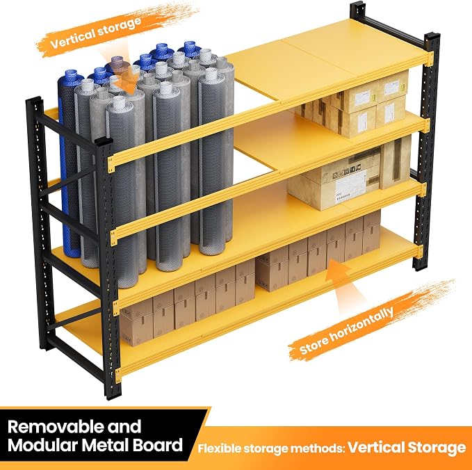 60" Wide Garage Shelving Heavy Duty, 4 Tier Tall Steel Industrial Shelving - Image 6